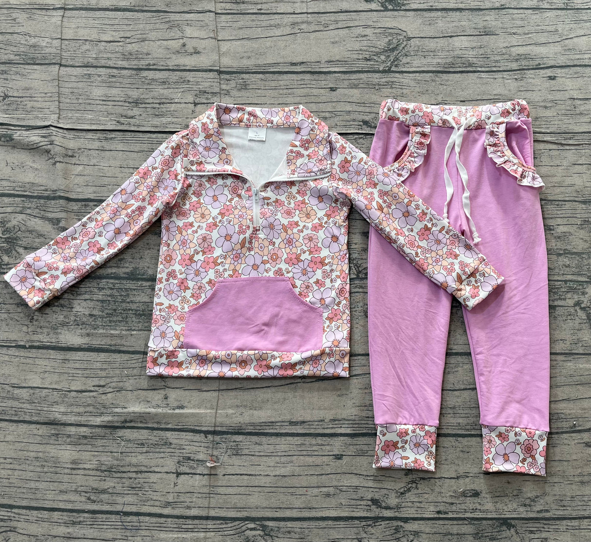 Floral pullover pockets lavender pants girls outfits