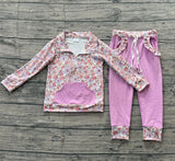 Floral pullover pockets lavender pants girls outfits