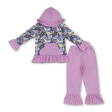 Ruffle pocket patchwork hoodie pants girls Halloween outfits