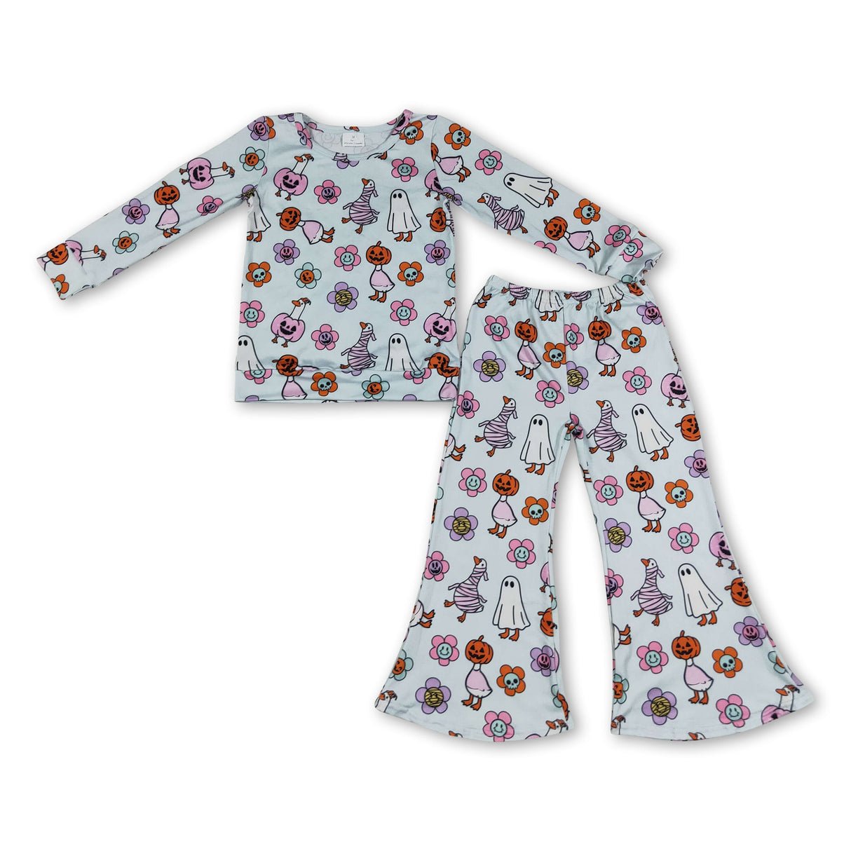 Ghost pumpkin smile top pants girls Halloween outfit