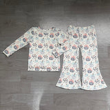 Long sleeves pumpkin bow top pants kids girls fall clothes