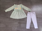 Plaid pumpkin pie turkey kids girls Thanksgiving set
