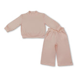Long sleeves pink cotton top pants kids girls outfits