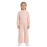 Long sleeves pink cotton top pants kids girls outfits