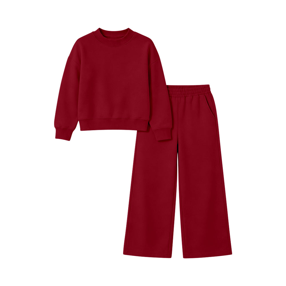 Long sleeves maroon cotton top pants kids girls outfits