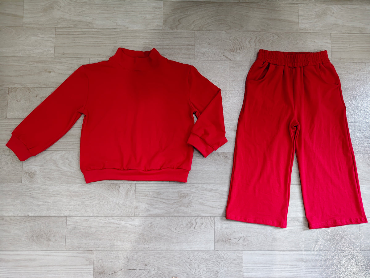 Long sleeves maroon cotton top pants kids girls outfits