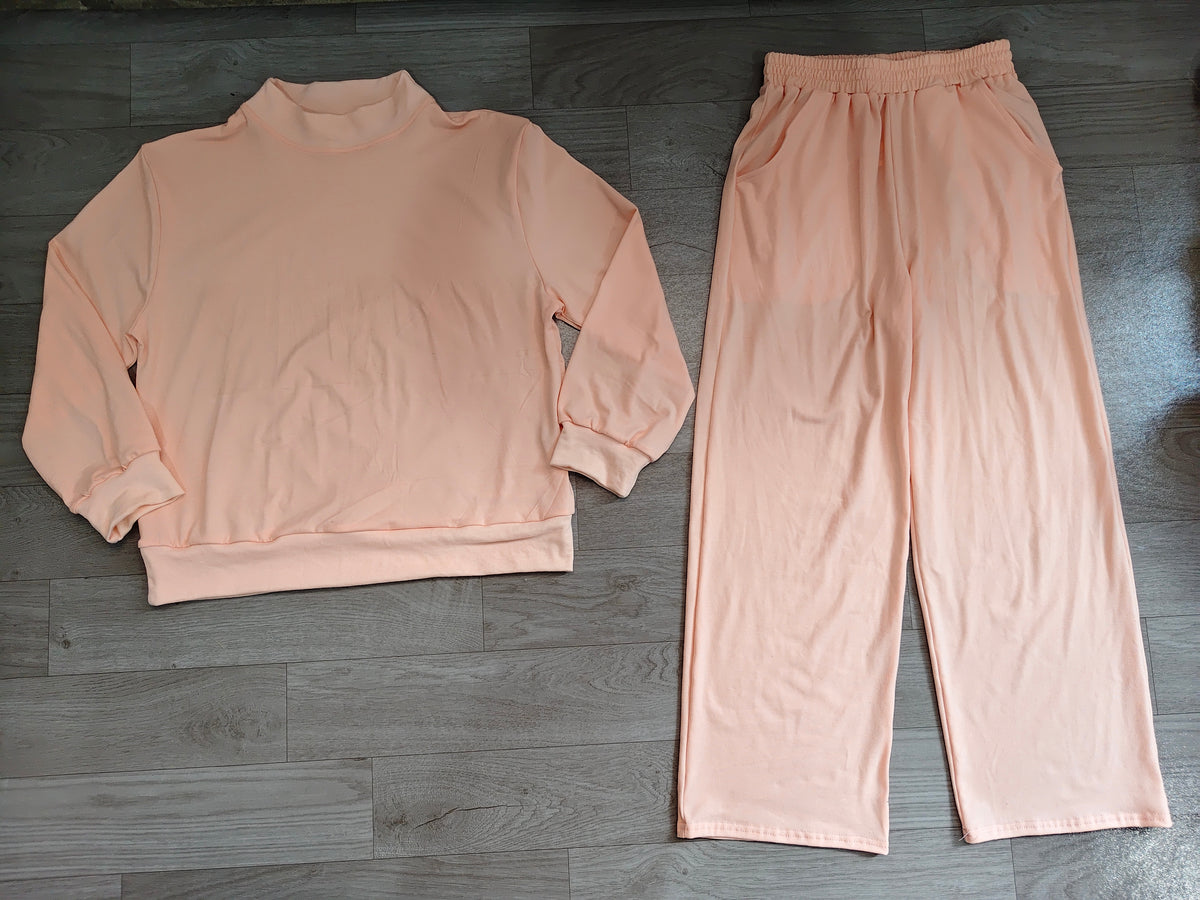 Long sleeves pink cotton top pants adult women outfits
