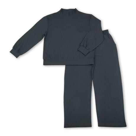 Long sleeves black cotton top pants adult women outfits