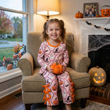 Pumpkin ghost bow scallop girls Halloween outfits