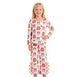 Leopard pumpkin bow scallop top pants girls fall outfits