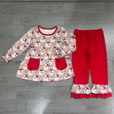 Plaid santa tunic pants kids girls Christmas outfits