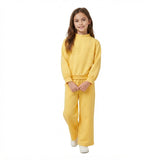 Long sleeves yellow cotton top pants kids girls outfits
