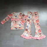 Ruffle pumpkin cactus top pants girls fall outfits