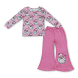 Pink stripe santa top pants girls Christmas outfits