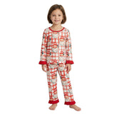 Red ruffle long sleeves santa top pants girls Christmas outfit