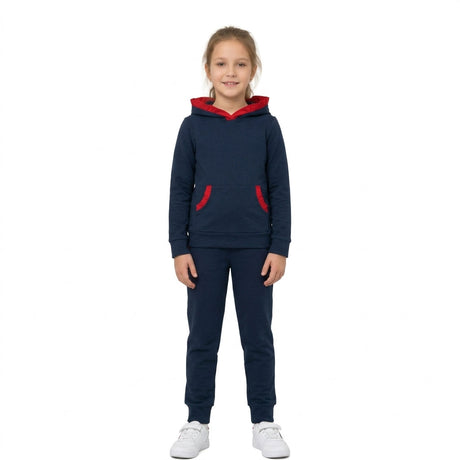 Red ruffle navy hoodie pants kids girls outfits