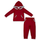 Grey ruffle dark red hoodie pants kids girls outfits
