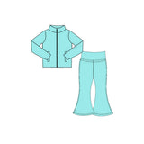 Long sleeves mint zip jacket pants girls yoga clothes