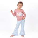 Long sleeves pumpkin shoes top pants kids girls fall clothes