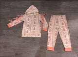 Gingerbread bow hoodie pants girls Christmas outfits