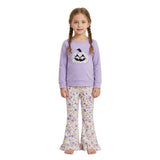 Long sleeves floral pumpkin girls Halloween clothes
