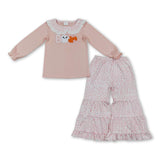 Pink boo pumpkin top leopard pants girls Halloween set