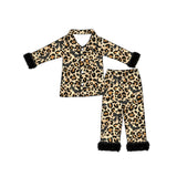 Fur long sleeves leopard bat girls Halloween pajamas