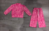 Long sleeves pink leaves camo kids girls outfits