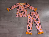 Long sleeves deer duck turkey pumpkin girls fall pajamas