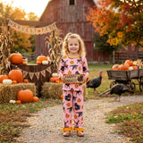 Long sleeves deer duck turkey pumpkin girls fall pajamas