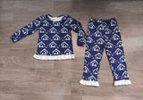 Long sleeves nativity ruffle top pants girls Christmas set