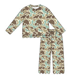 Long sleeves mint camo scallop kids girls outfits