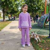 Lavender plaid pocket hoodie ruffle girls outfits