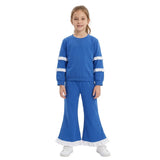 Blue ruffle green cotton top pants girls clothing set