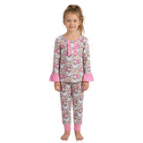 Long sleeves pink santa camo kids girls Christmas outfits