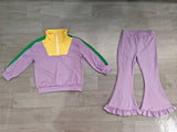 Lavender green yellow pullover pants girls Mardi Gras outfits