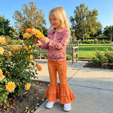 Floral pullover orange jeans kids girls fall clothes