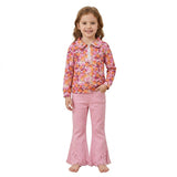 Floral pullover pink jeans kids girls fall clothes