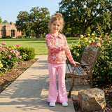 Floral pullover pink yoga pants kids girls fall clothes