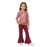 Floral pullover pink scallop pants kids girls fall clothes