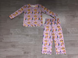 Crown donut scallop top pants girls Mardi Gras outfits