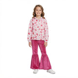Lips hooded jacket velvet pants girls valentine's outfits