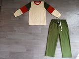 Patchwork long sleeves top pants cotton girls outfits
