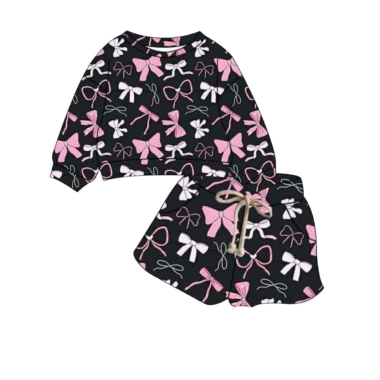 black pink white bows kids girls outfits