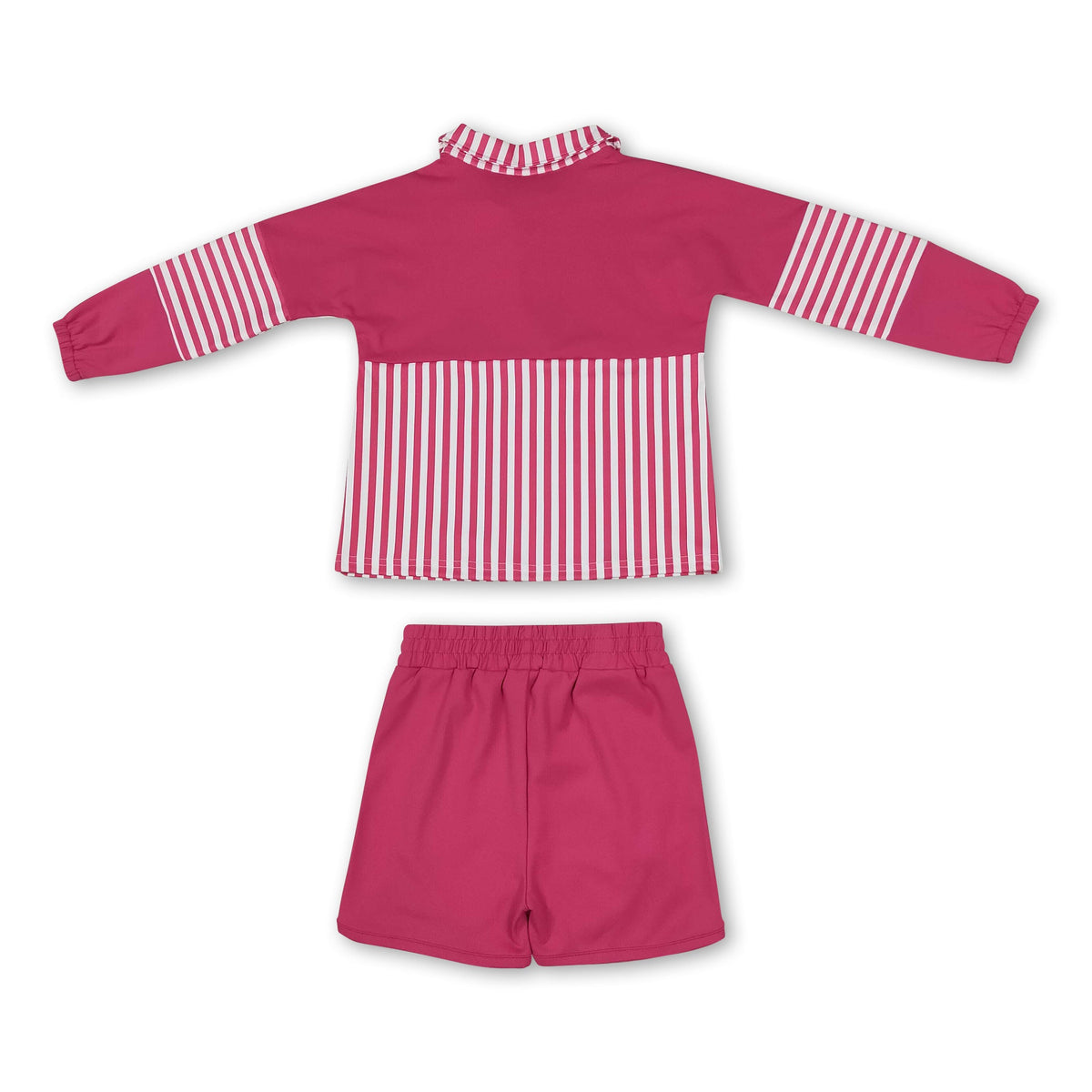 Hot pink stripe patchwork pullover shorts girls active set
