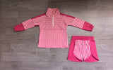 Hot pink stripe patchwork pullover shorts girls active set