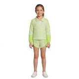 Green stripe patchwork pullover shorts girls active set