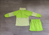 Green stripe patchwork pullover shorts girls active set