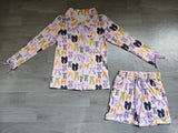 Long sleeves bows top shorts women Halloween pajamas