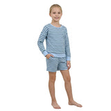Light blue stripe top scallop shorts girls active wear set